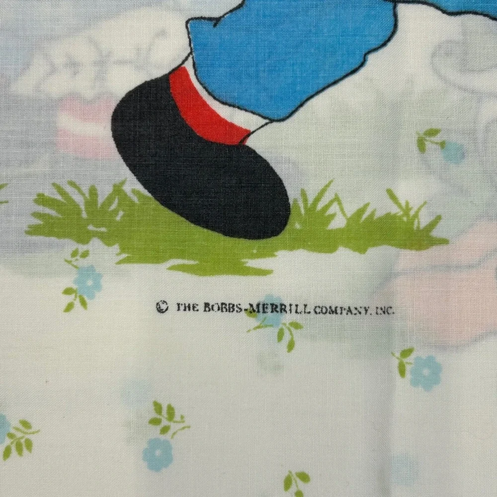 Vintage Raggedy Ann and Andy Pillowcase Blue Floral Bobbs-Merrill Kids Bedding